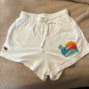 Aviator Nation Terry White North Shore Oahu Graphic Beach Shorts